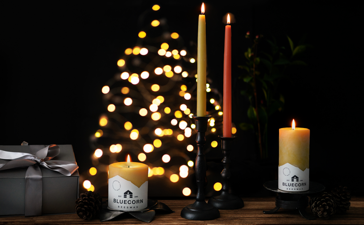 Beeswax Holiday Candles & Holders - Bluecorn Candles