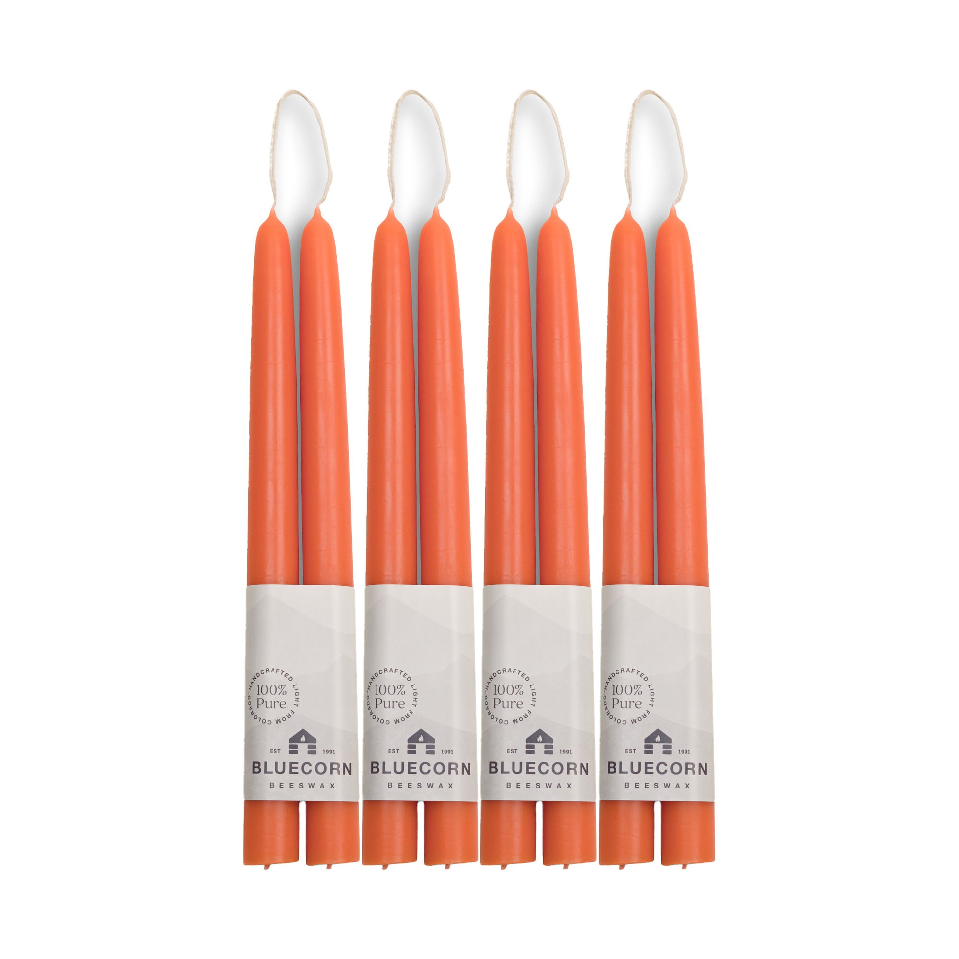 beeswax tapers in peach/ apricot color taper candles bluecorn candles beeswax candles