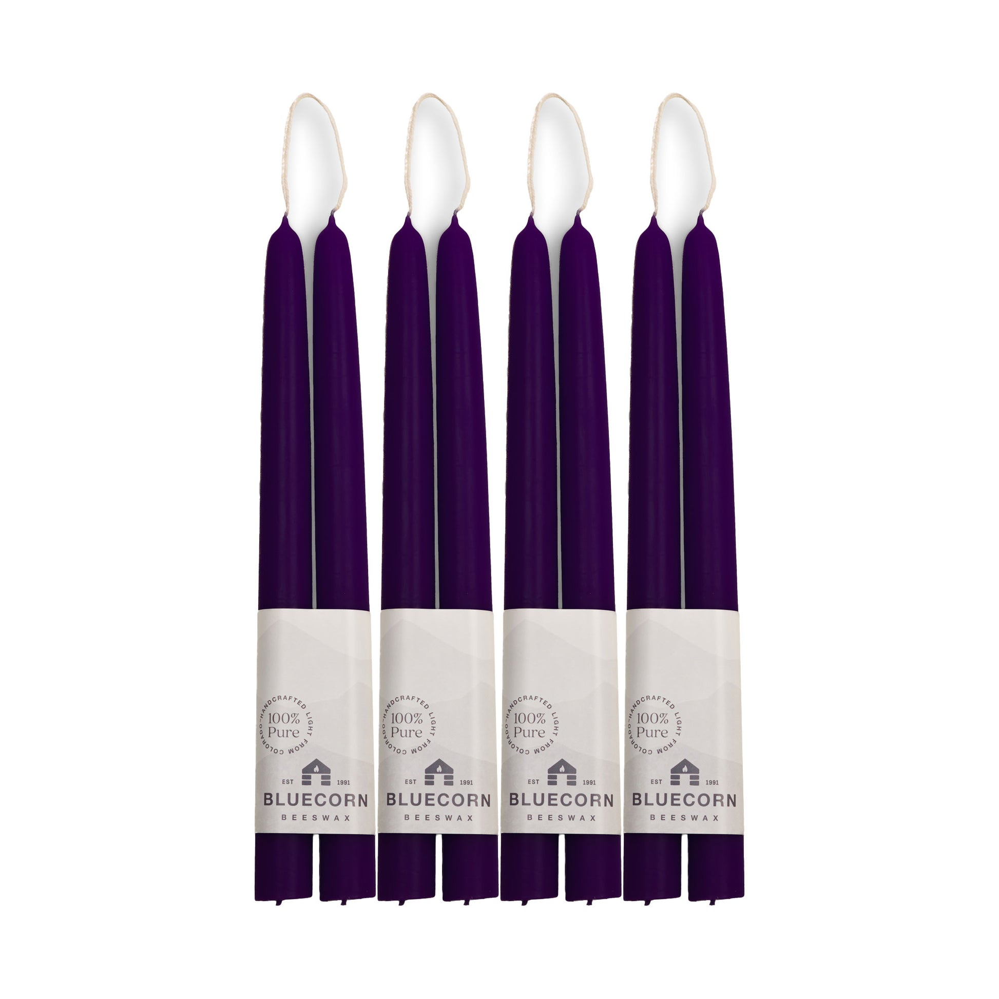 bluecorn candles beeswax taper candles in eggplant dark purple