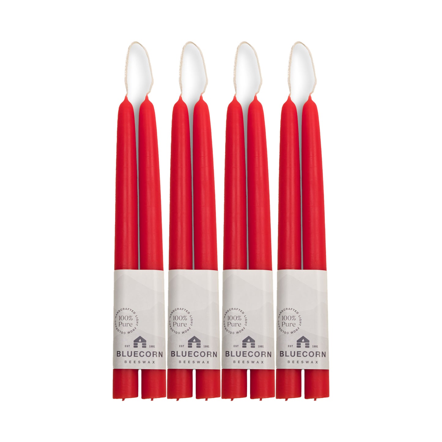 red taper candles made from pure beeswax by bluecorn candles