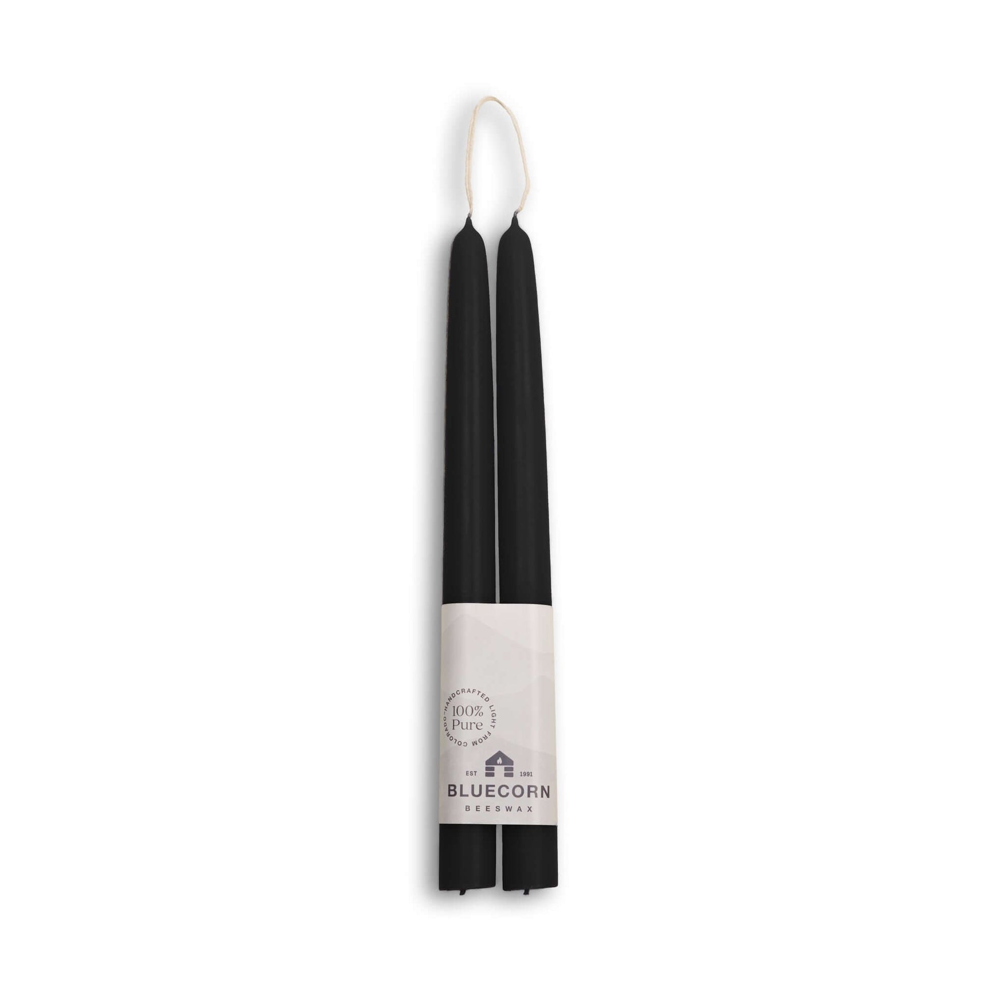 black beeswax taper candles from bluecorn candles