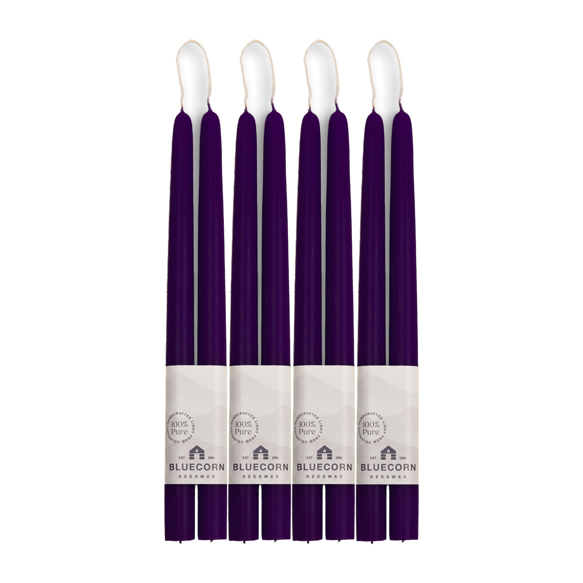 eggplant purple candles hand-dipped bluecorn beeswax taper candles