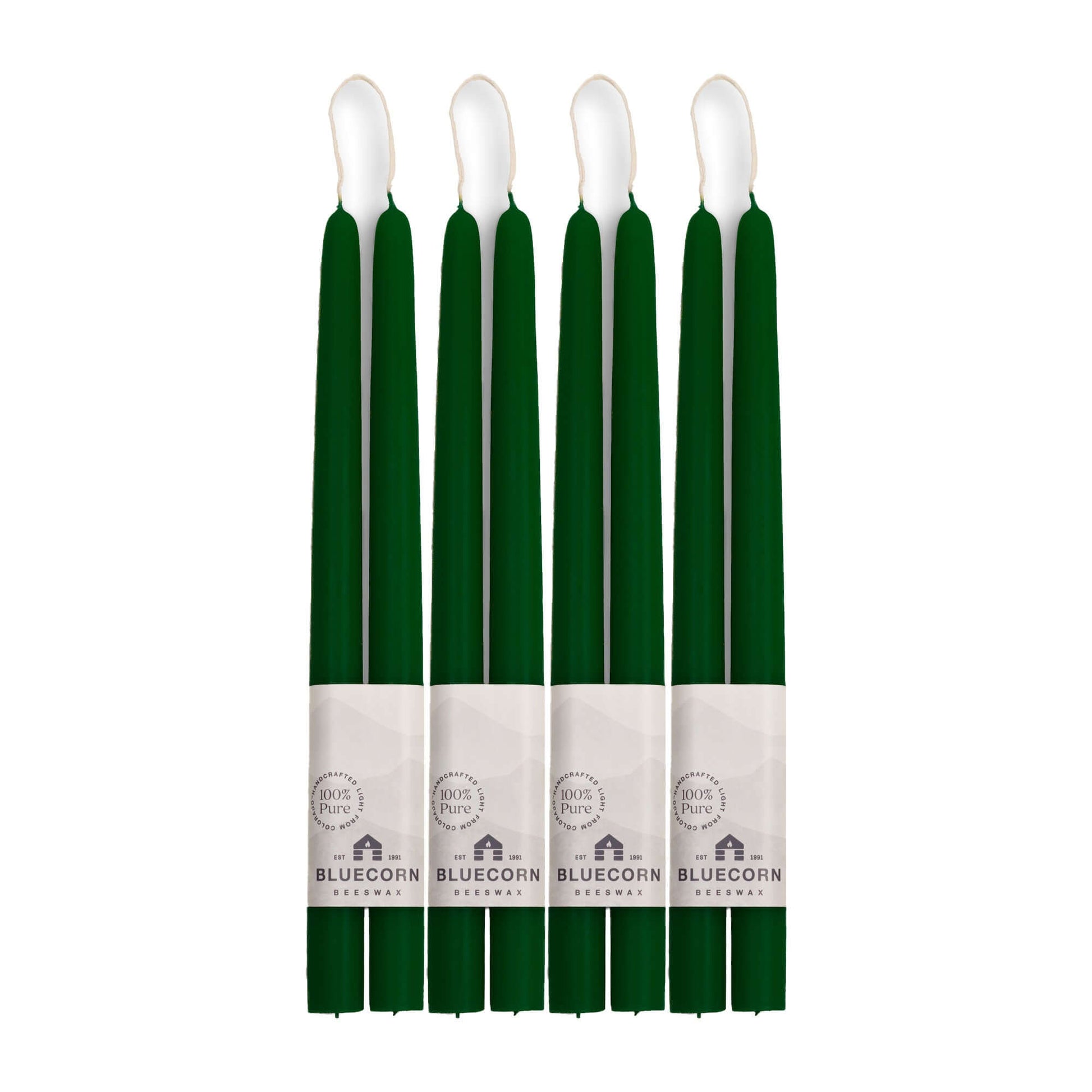 bluecorn beeswax long dramatic dark green beeswax taper candles bulk 4-pair bundle