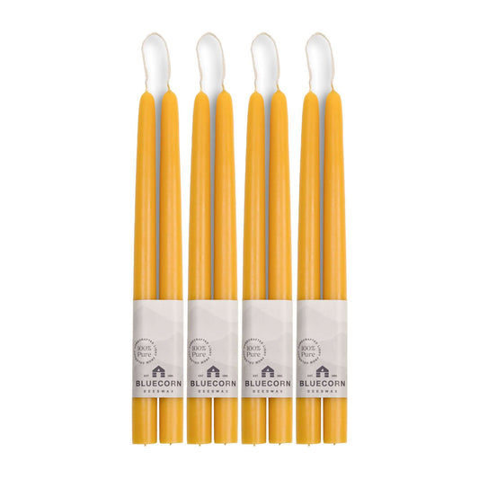 four pairs, eight candlesticks, bluecorn candles pure beeswax raw beeswax golden yellow taper candles