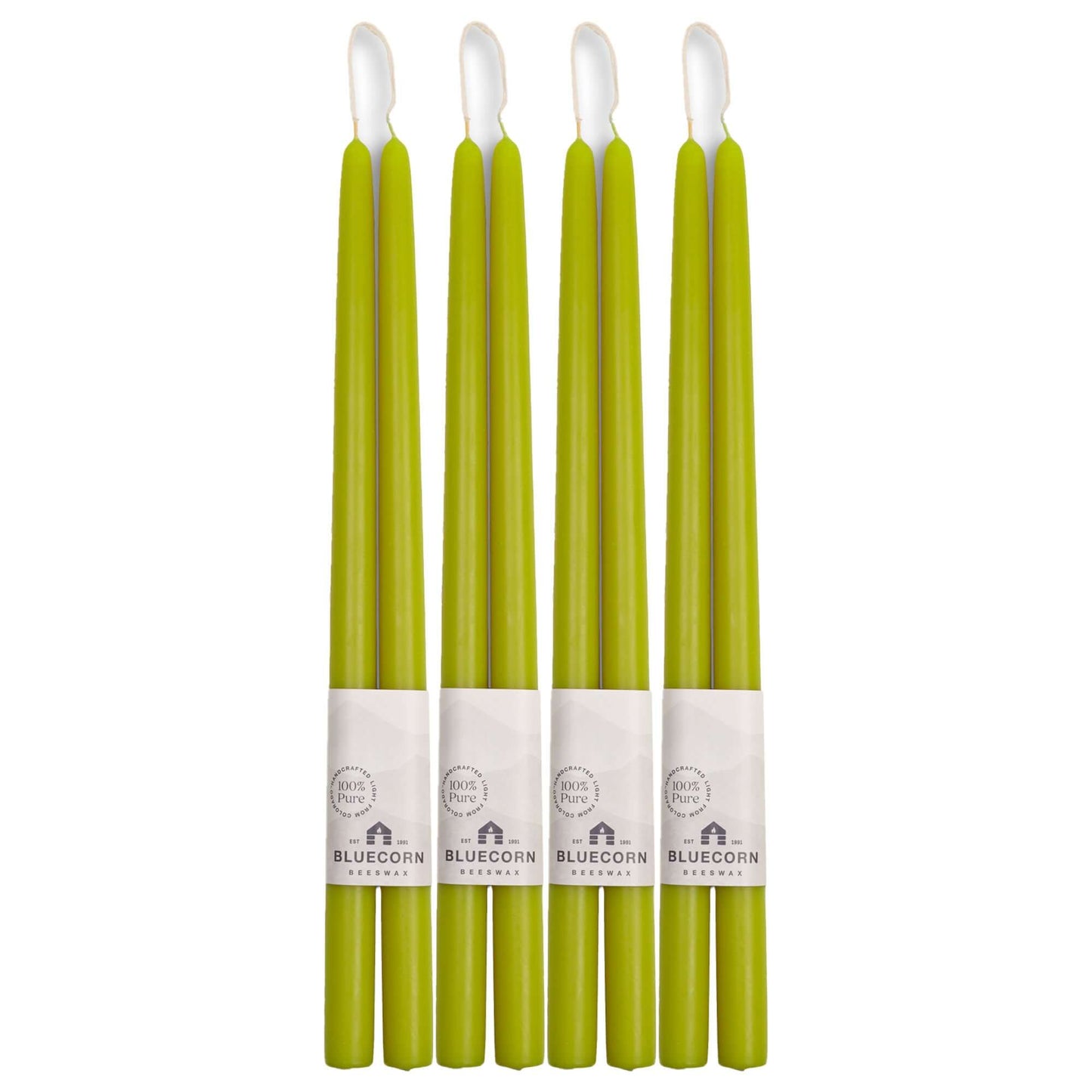 tall candles light green candles taper candles bluecorn candles beeswax candles