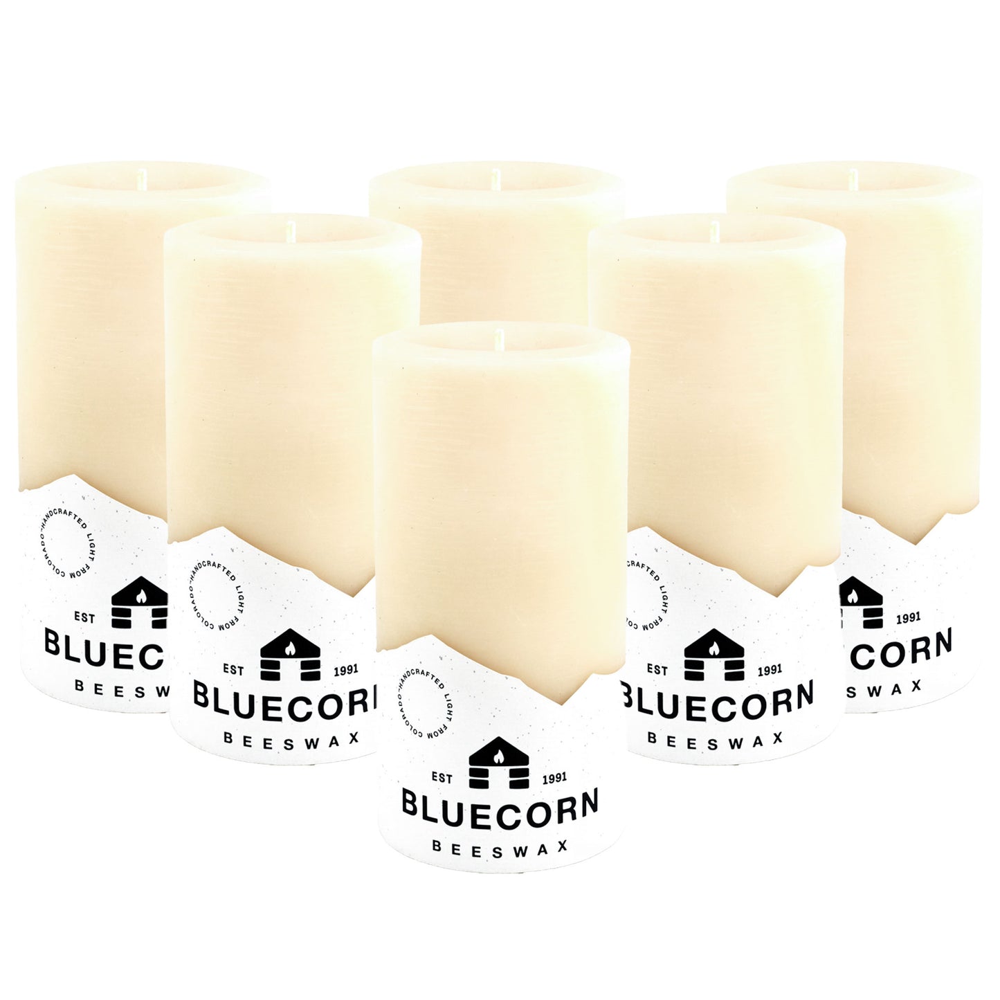 ivory beeswax pillar candles from bluecorn bulk discounted 6-pack large pillar candles