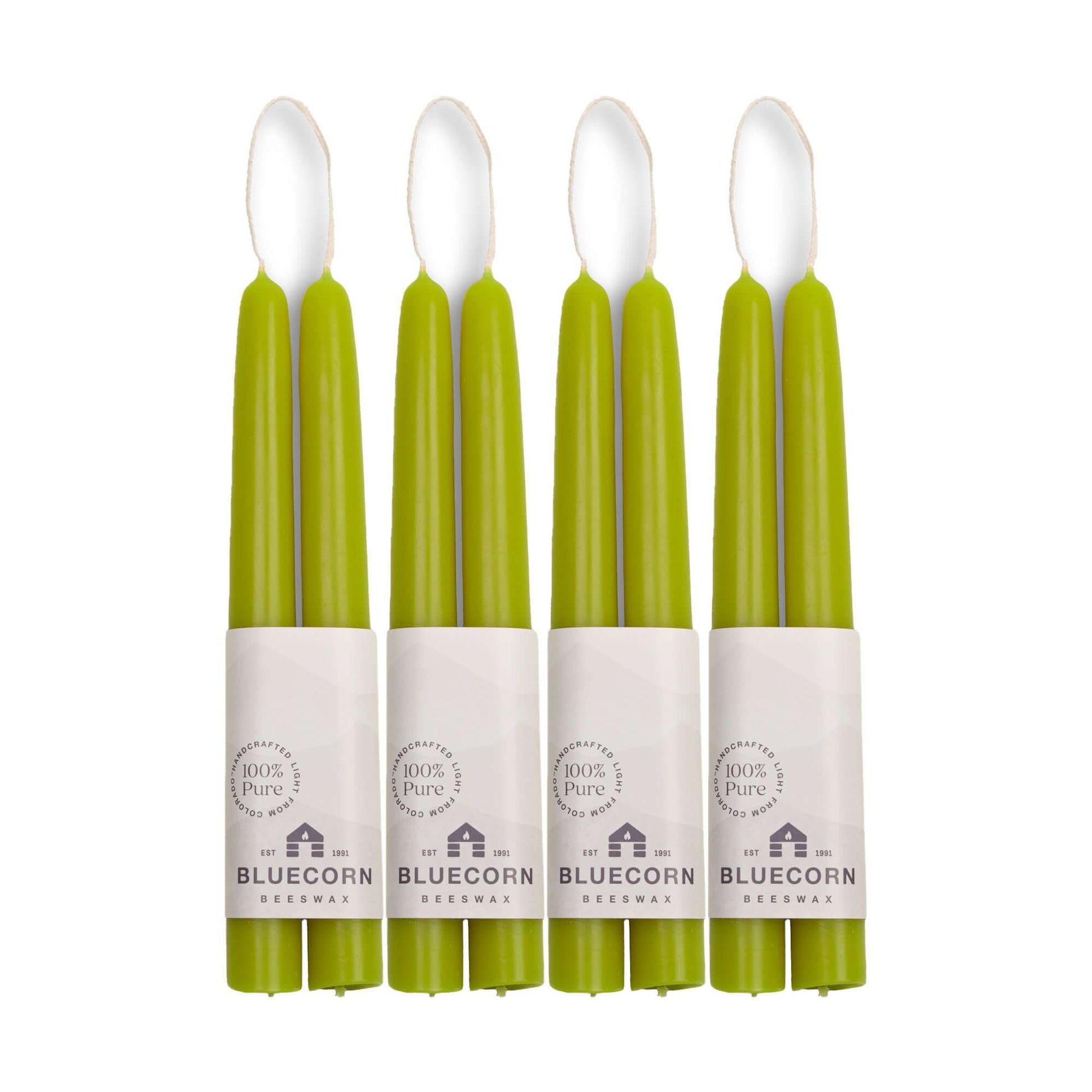bluecorn candles light green taper candles pure beeswax candles