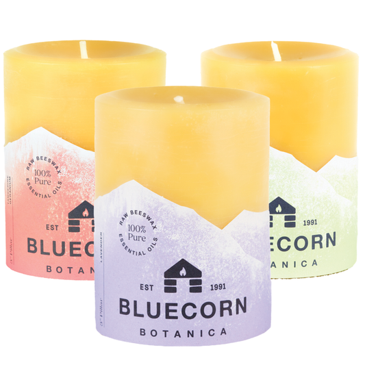 Beeswax Botanica Spring Pillar Trio - Candles Scented with Essential Oils