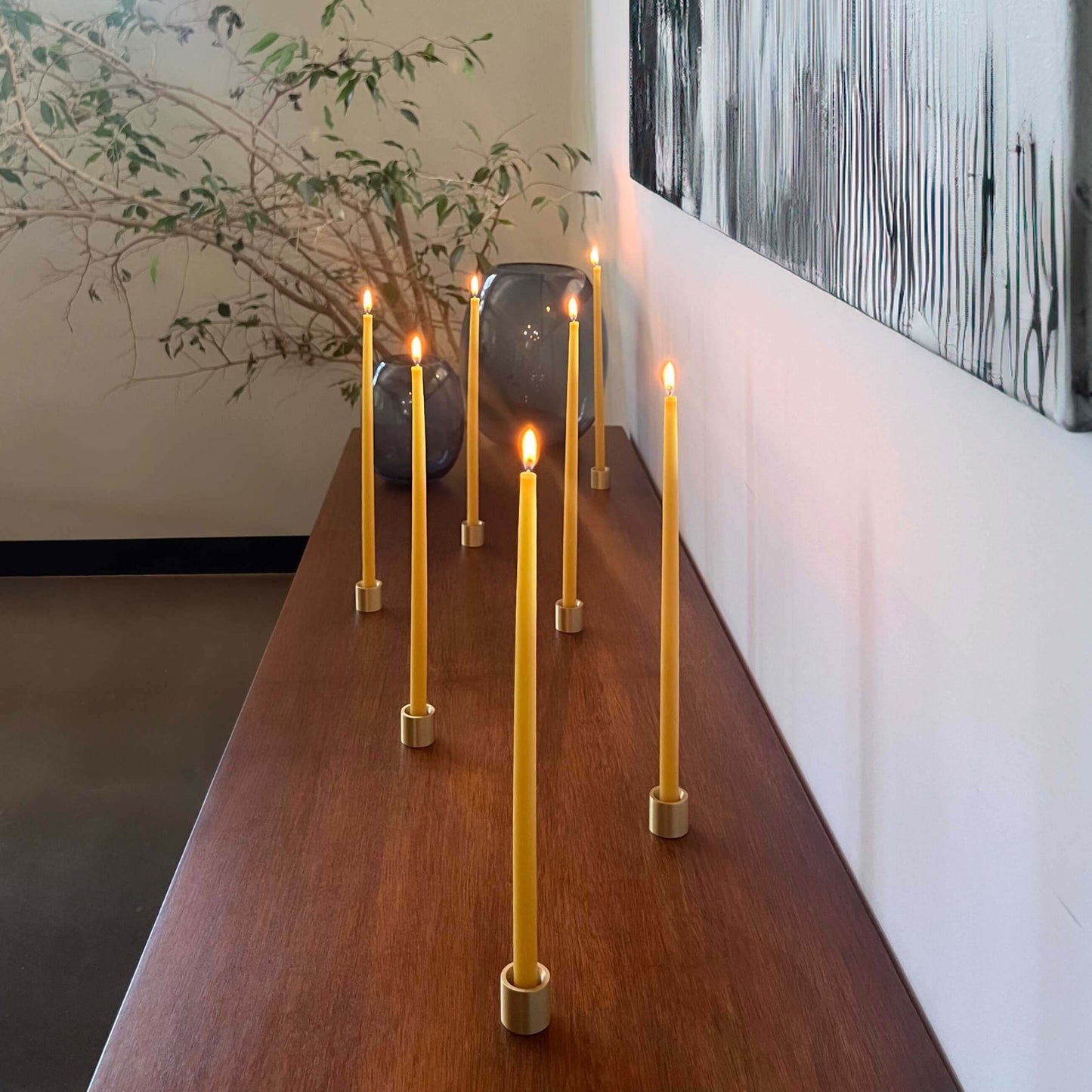 raw beeswax taper candle thin tapers bluecorn
