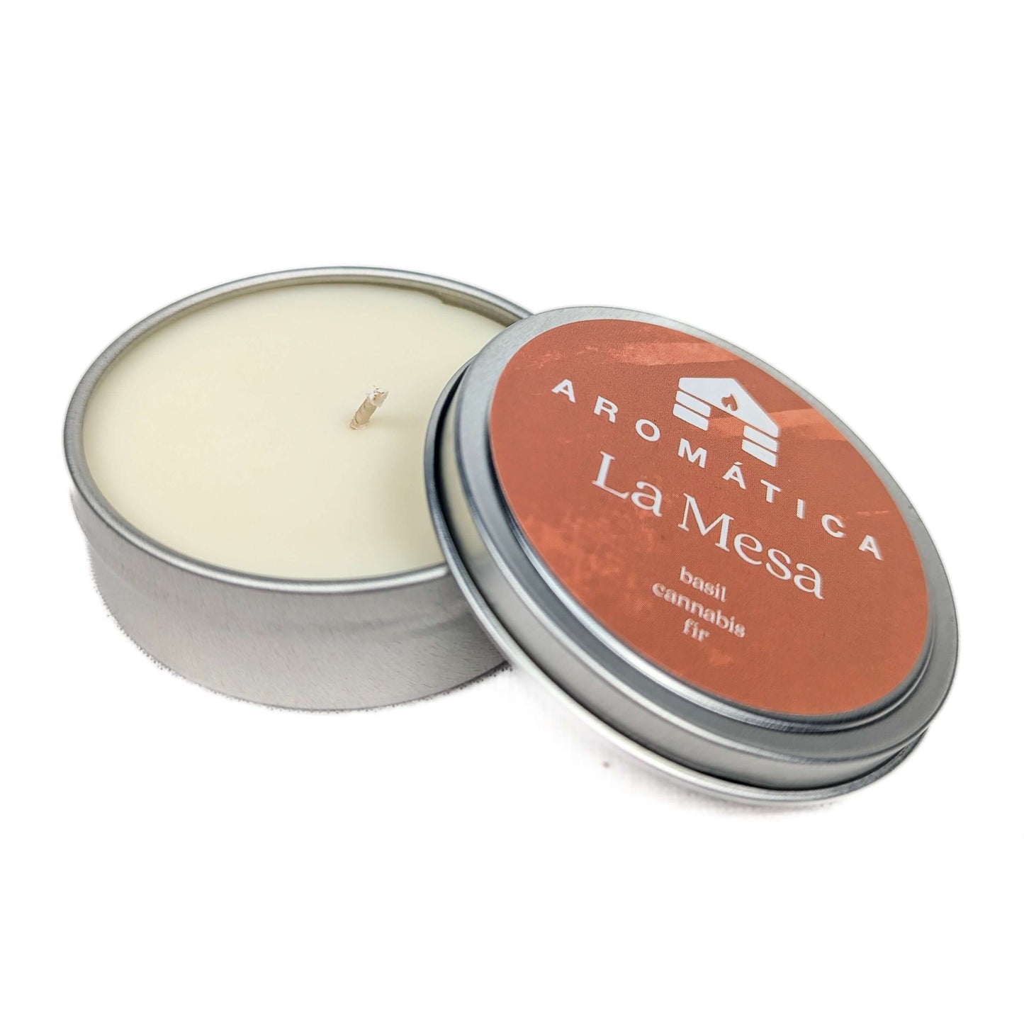 la mesa cannabis basil and fir scented candle sample tin bluecorn
