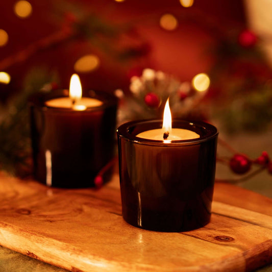 Dark Amber - Heavy Glass Votive Candle Holders - 50% Recycled Glass