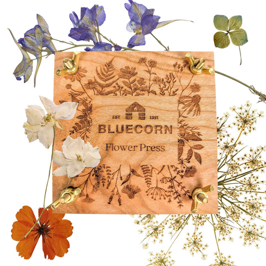 Bluecorn Flower Press - Cherry Wood - Handmade
