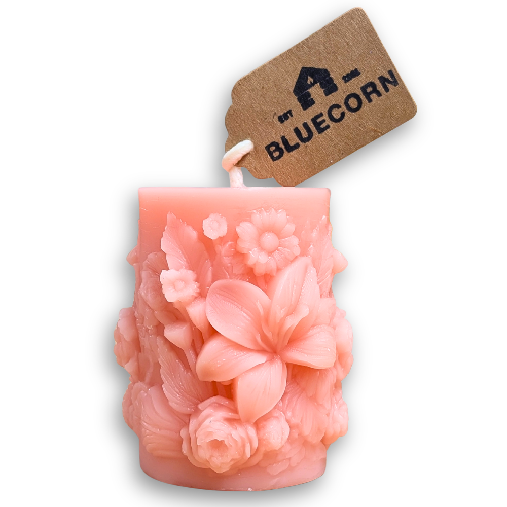 Sculpted Floral Beeswax Pillar Candle