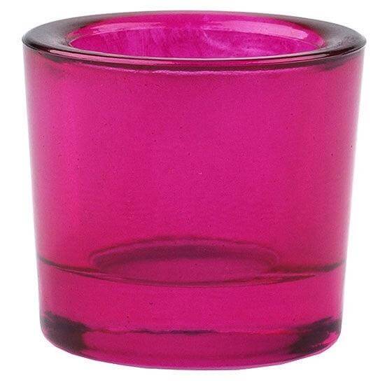 Fuchsia recycled glass candle holder