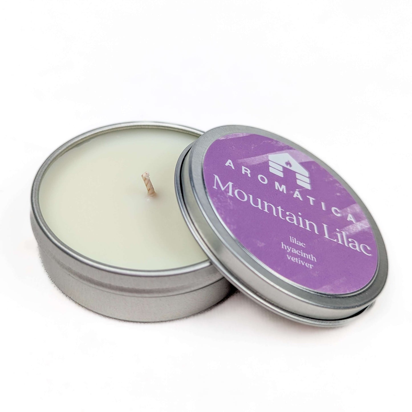 mountain lilac scented sample tin candle bluecorn coconut wax nontoxic candle