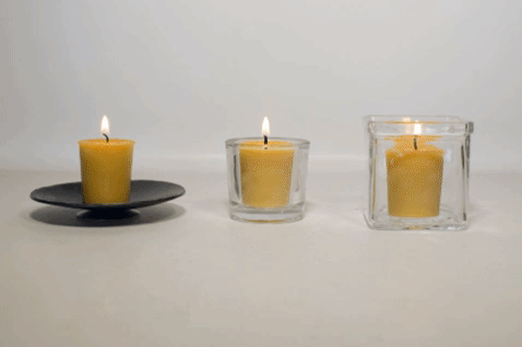 pure beeswax votives are designed to be burned in a tight-fitting holder for maximum total burn time.