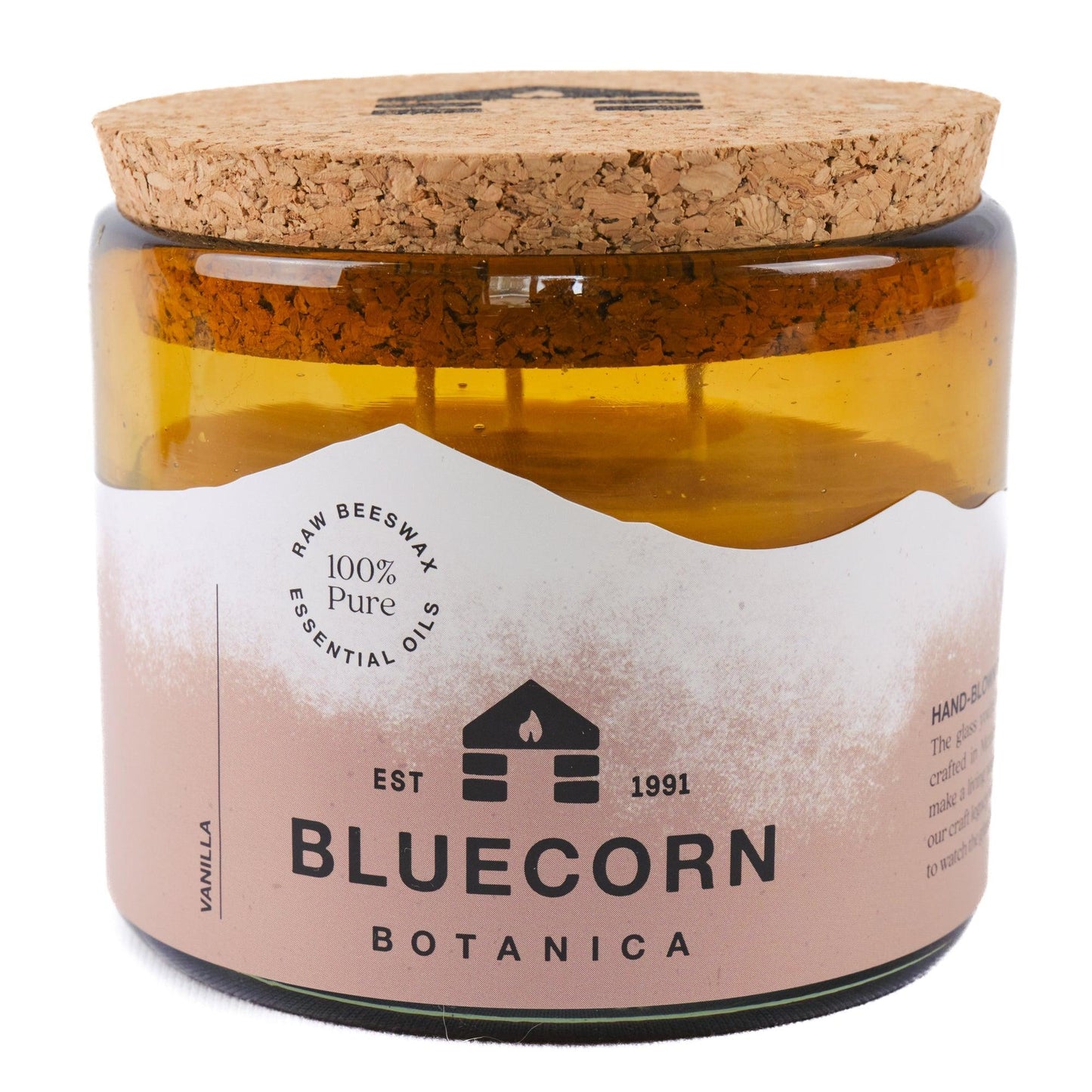 Beeswax Botanica Candle in Blown Glass Gift Box - Bluecorn Candles