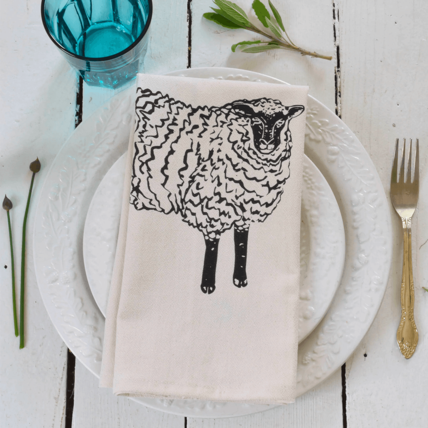 Black Sheep l Set of 4 Organic Cloth Napkins - Bluecorn Candles