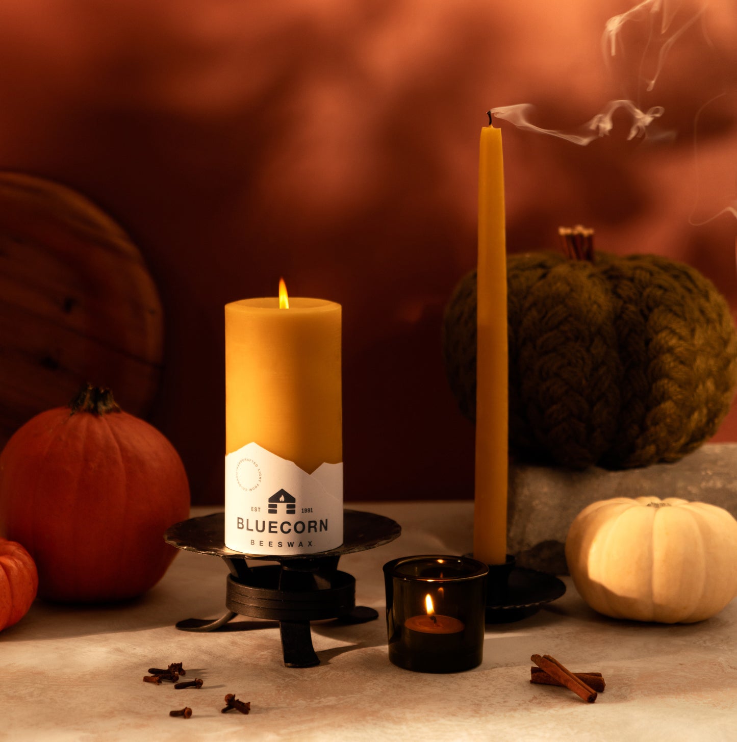 Raw Hand-Dipped Beeswax Taper Candles - 12" Tall - Bulk 4-Pair Bundle