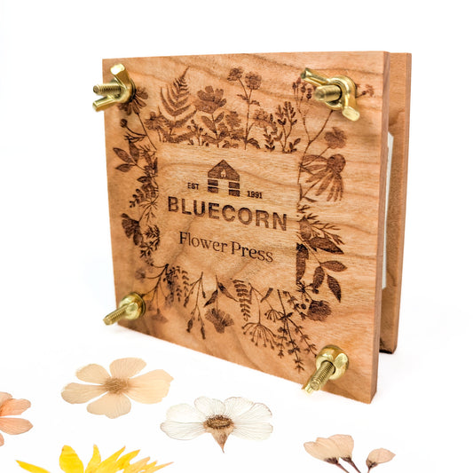 Bluecorn Flower Press - Cherry Wood - Handmade
