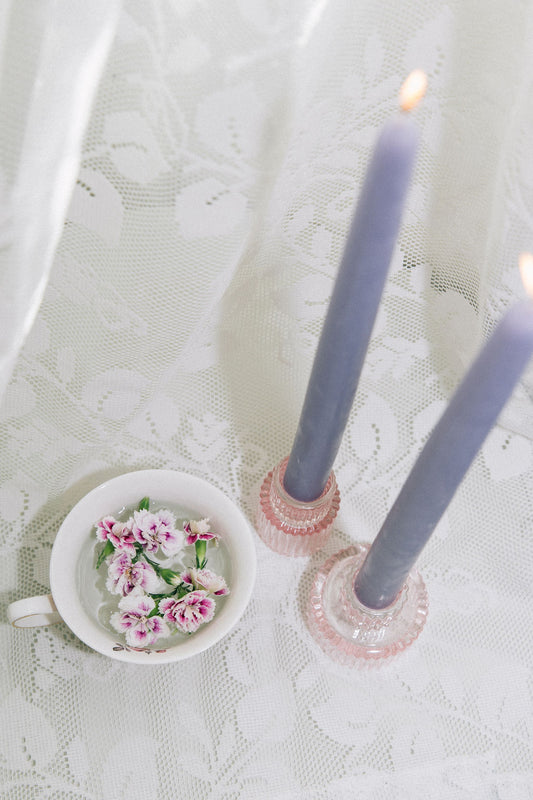 Lilac - 12" Hand-Dipped Beeswax Taper Candles - 1 Pair