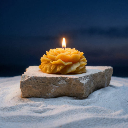 Peony Shaped Beeswax Candle