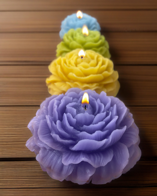 Peony Shaped Beeswax Candle
