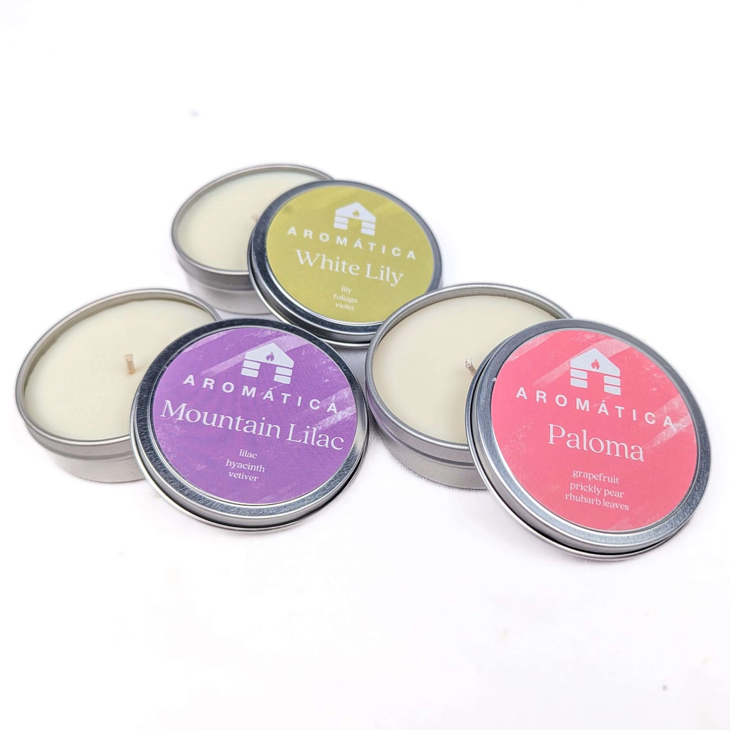 bluecorn candles spring floral and citrus scented candles sample tins aromática