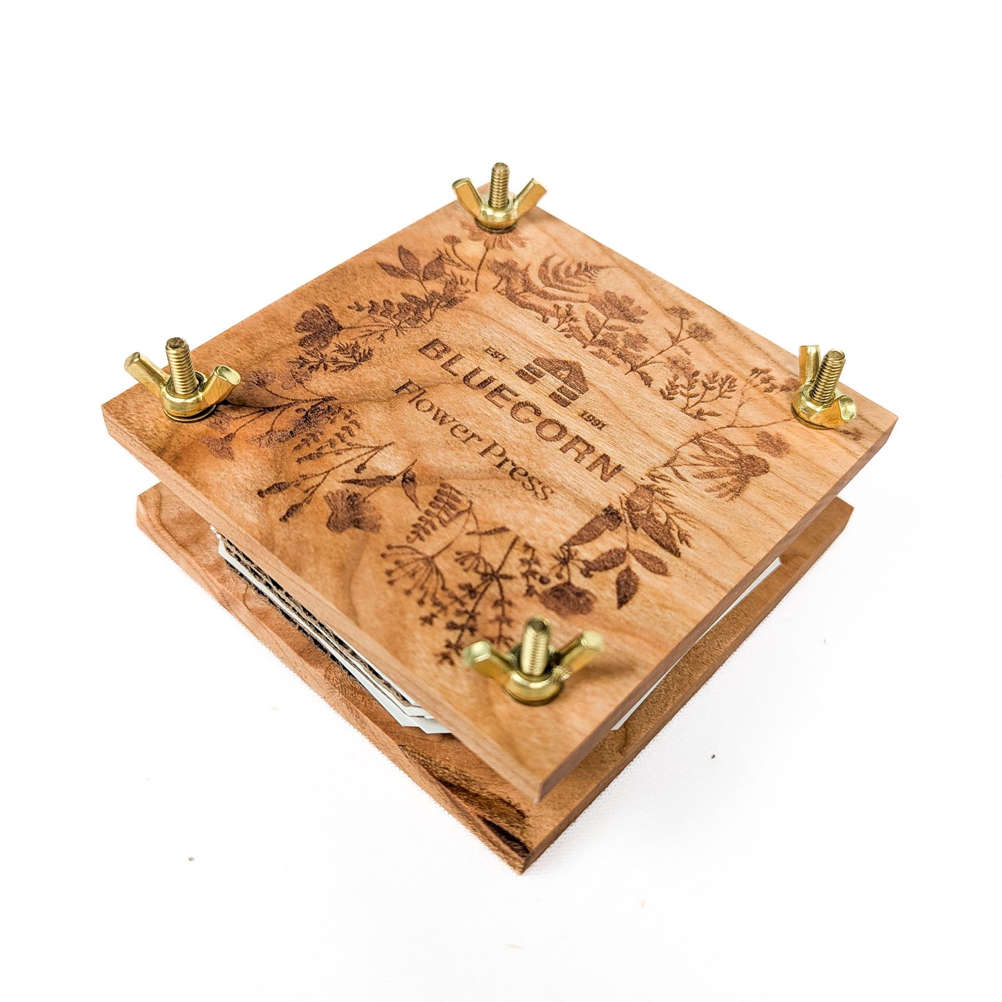 Bluecorn Flower Press - Cherry Wood - Handmade