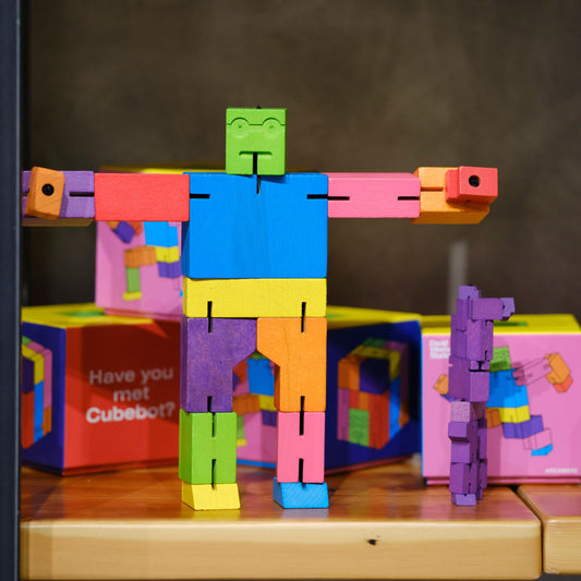 Colorful Wooden Cubebot | Large - Bluecorn Candles