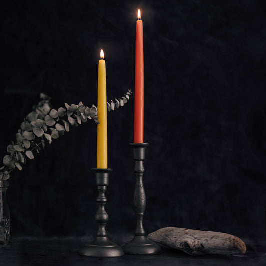 Hand-Dipped Beeswax Taper Candles - 1 Pair - Bluecorn Candles - beeswax candles taper