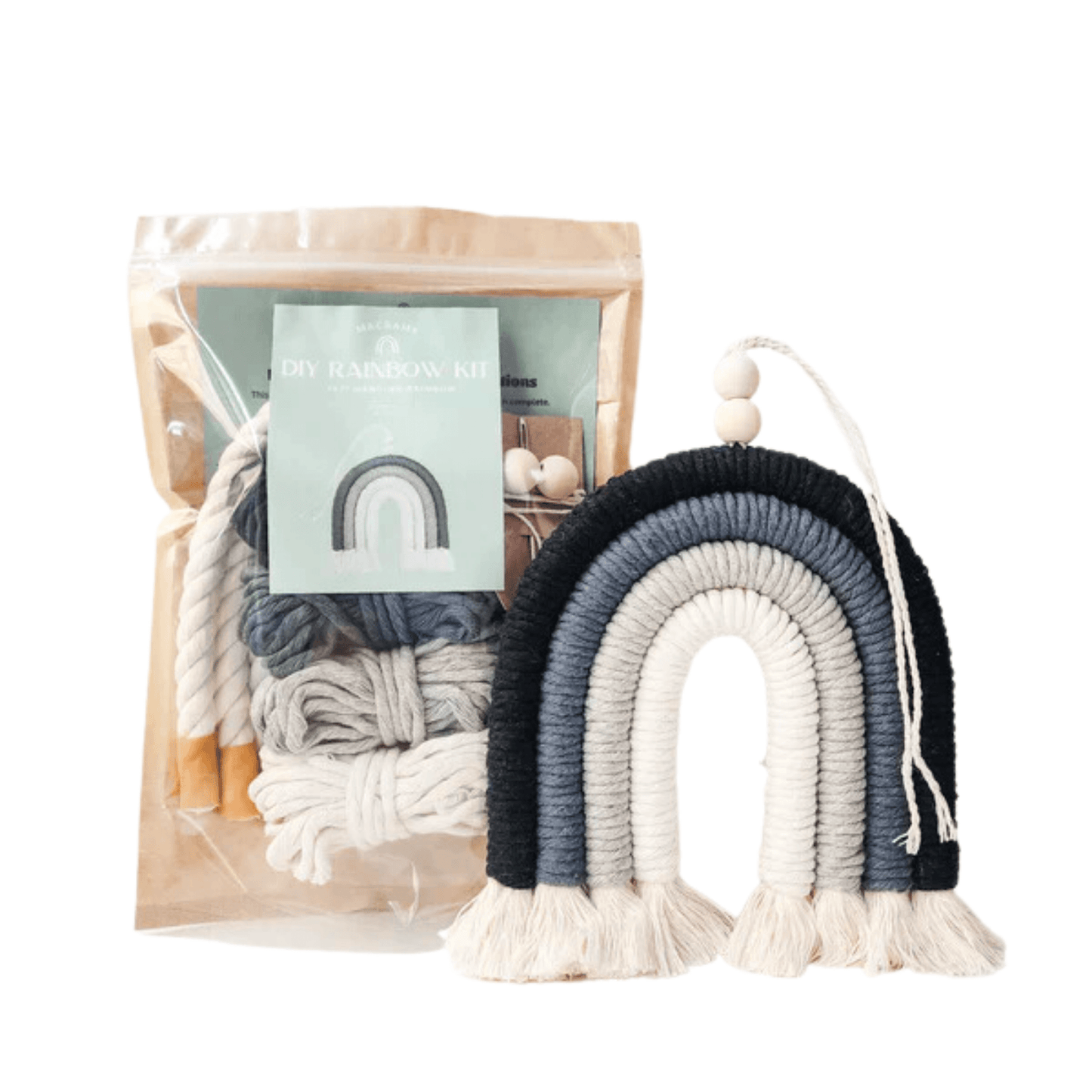 Macrame Kit - Black and White Rainbow - Bluecorn Candles