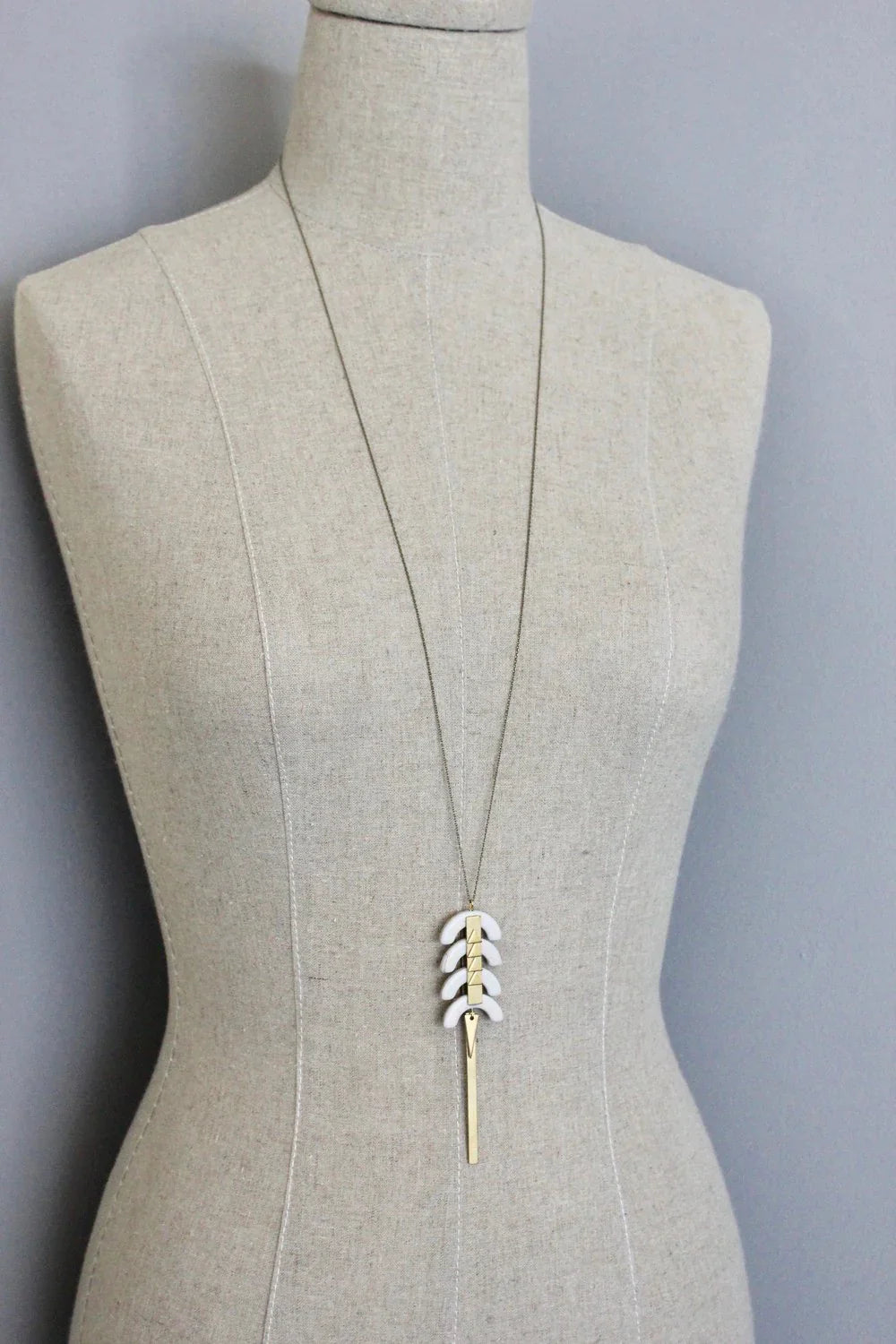 Oxidized Brass & Magnesite 32" Necklace - Bluecorn Candles