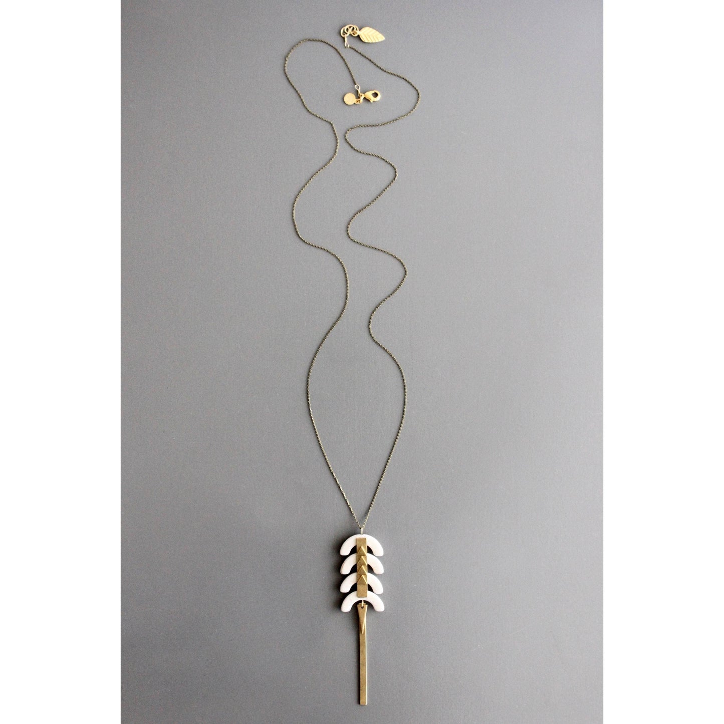 Oxidized Brass & Magnesite 32" Necklace - Bluecorn Candles