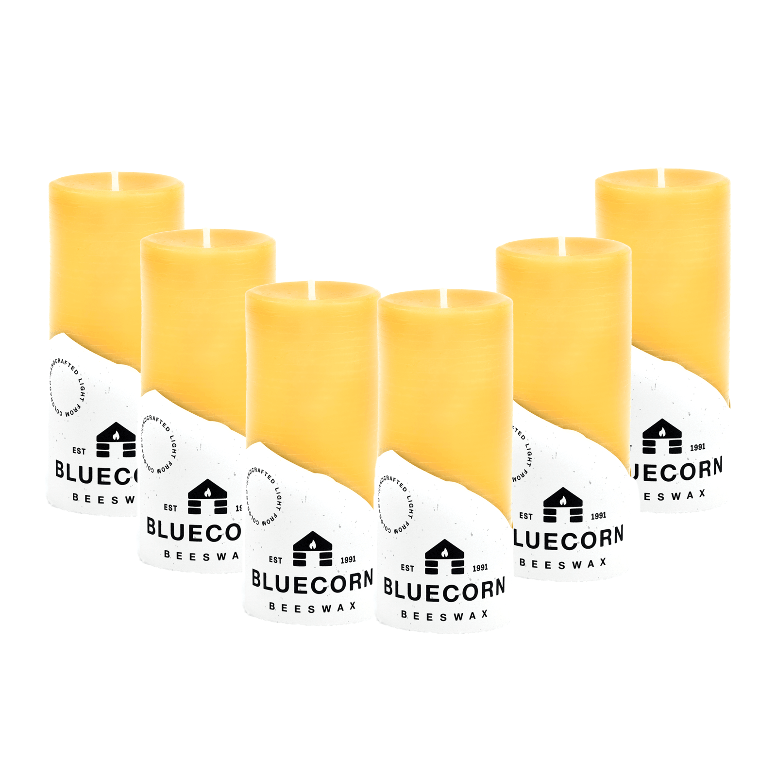 beeswax pillar candles bulk 6-pack save 10% on 2" by 4.5" pillar candles