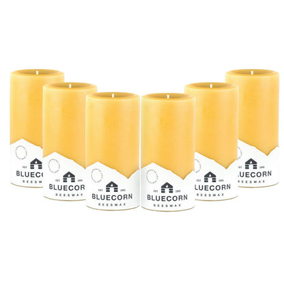 beeswax pillar candles bulk 6-pack of 3" x 6" large beeswax pillar candles