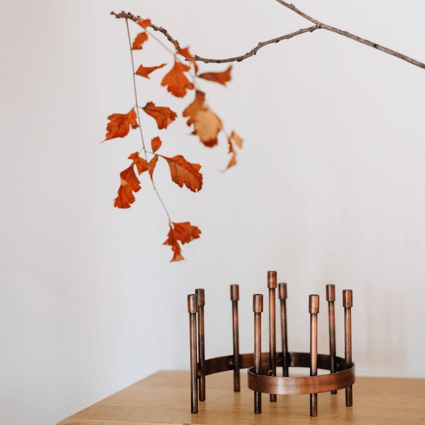 Iron Spiral Menorah with Copper Finish