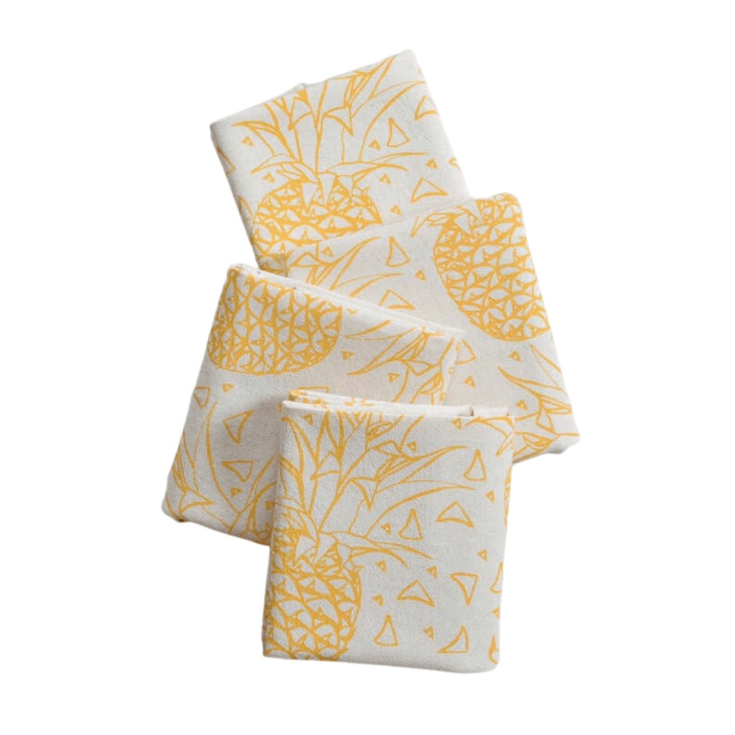 Yellow Pineapples l Set of 4 Organic Cloth Napkins - Bluecorn Candles