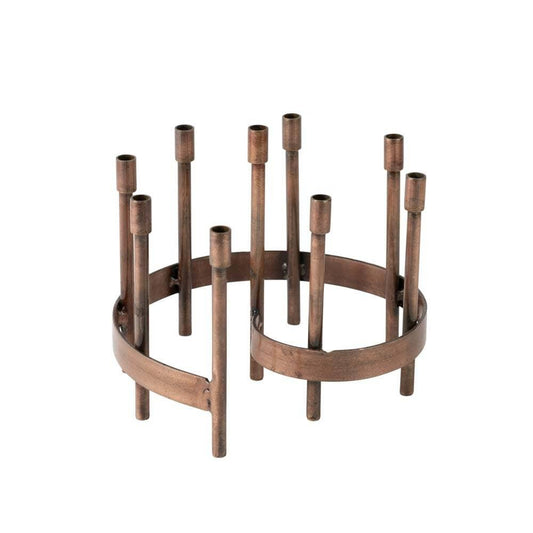 Iron Spiral Menorah with Copper Finish - Bluecorn Candles