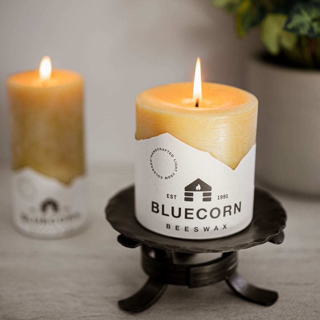 bluecorn beeswax candles and candle holders
