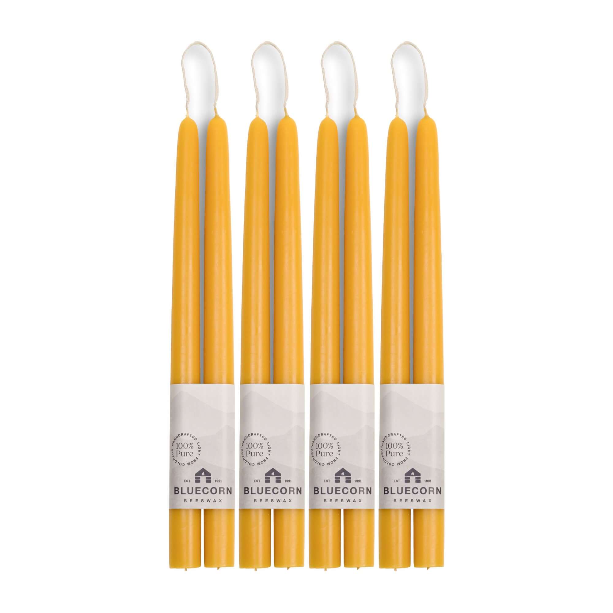 Hand-Dipped Beeswax Taper Candles - 4-Pair Bundle