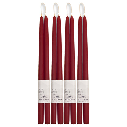 eight dark red beeswax taper candles bluecorn candles