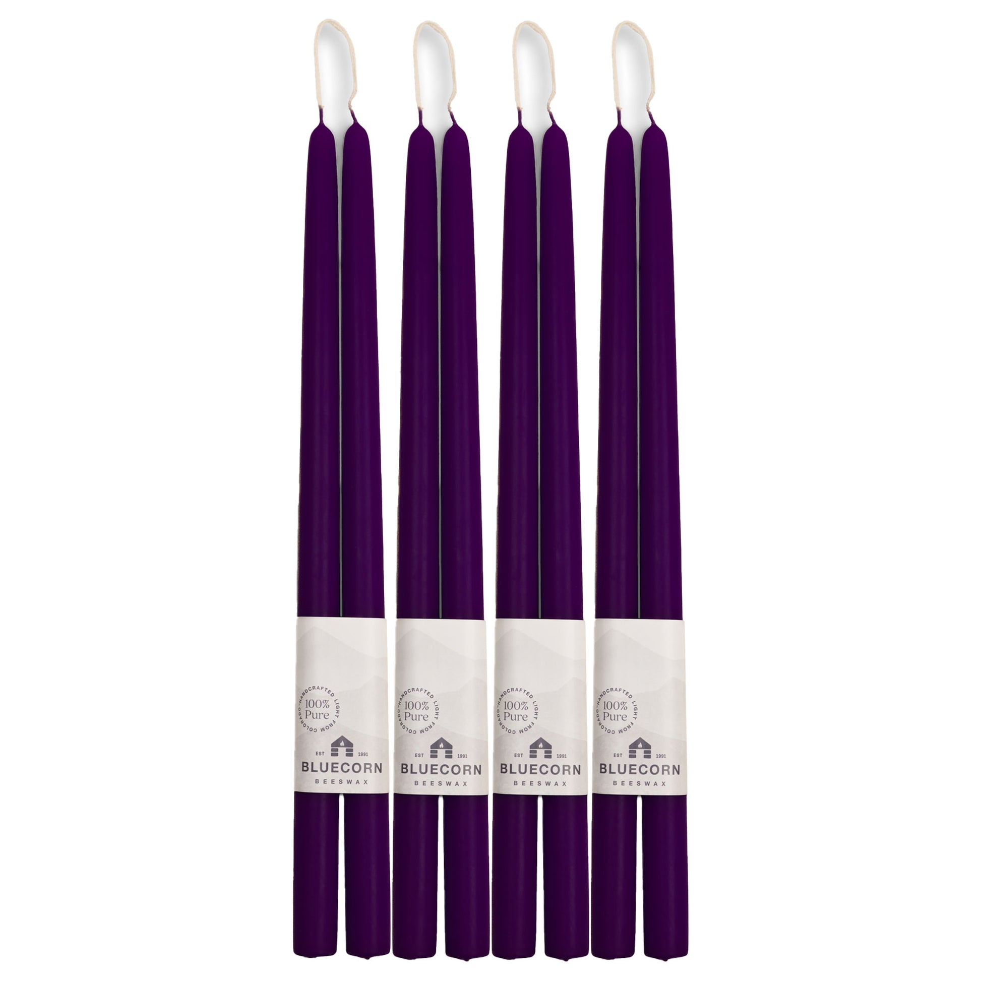 bluecorn beeswax taper candles in eggplant long tapers dramatic dark tapers