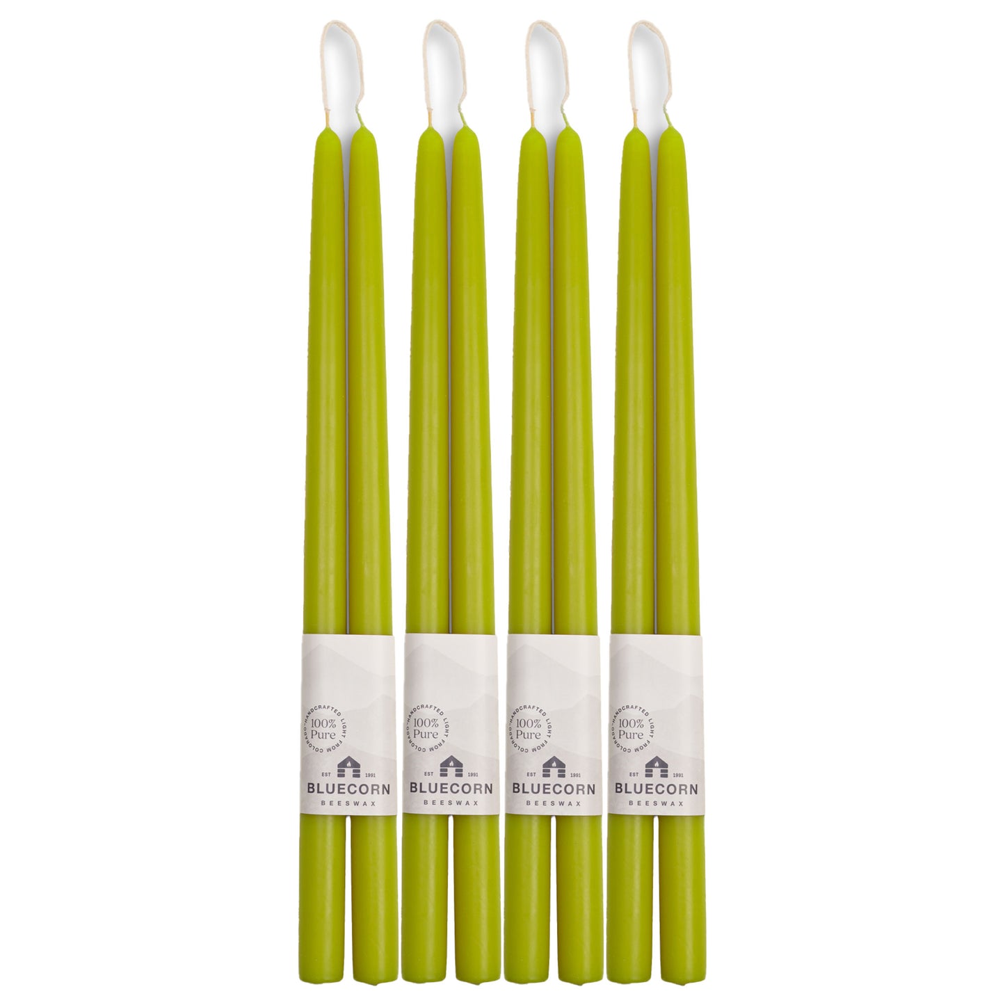 tall candles light green candles taper candles bluecorn candles beeswax candles