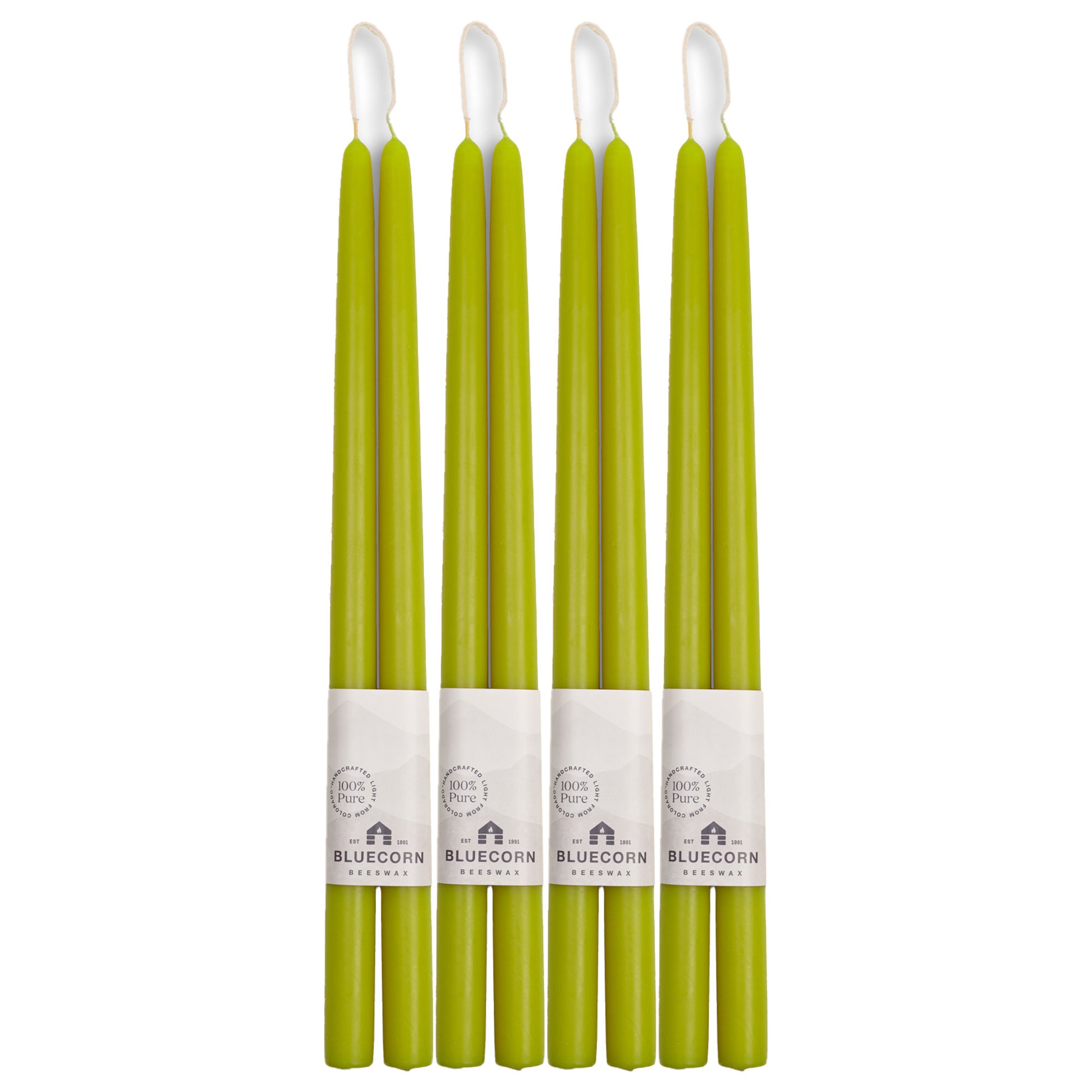 tall candles light green candles taper candles bluecorn candles beeswax candles
