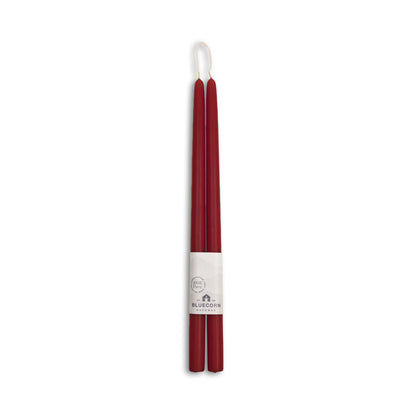 burgundy dark red long beeswax taper candles bluecorn candles