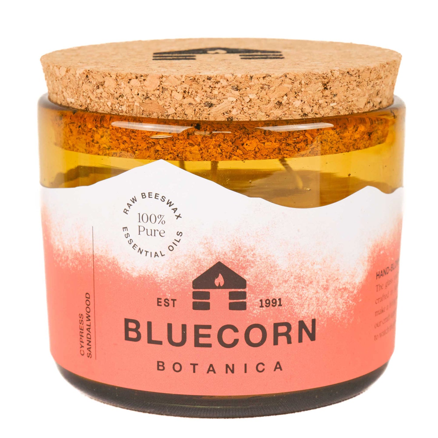 bluecorn candles scented beeswax candle made with pure essential oils in a blown glass holder