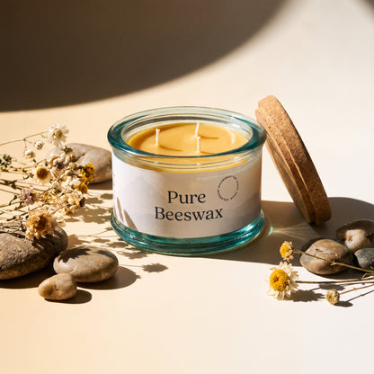 Pure Beeswax 3-Wick Candle in 100% Recycled Spanish Glass