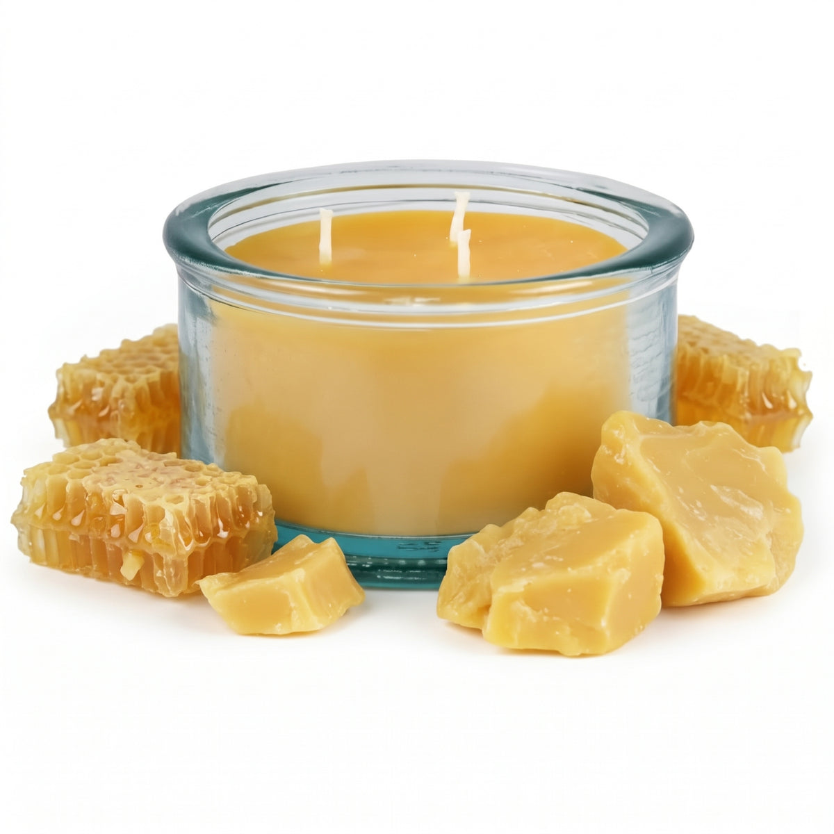 Pure Beeswax 3-Wick Candle in 100% Recycled Spanish Glass