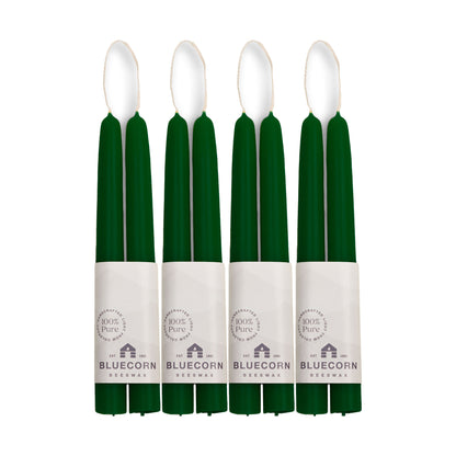 dark green beeswax taper candles from bluecorn beeswax